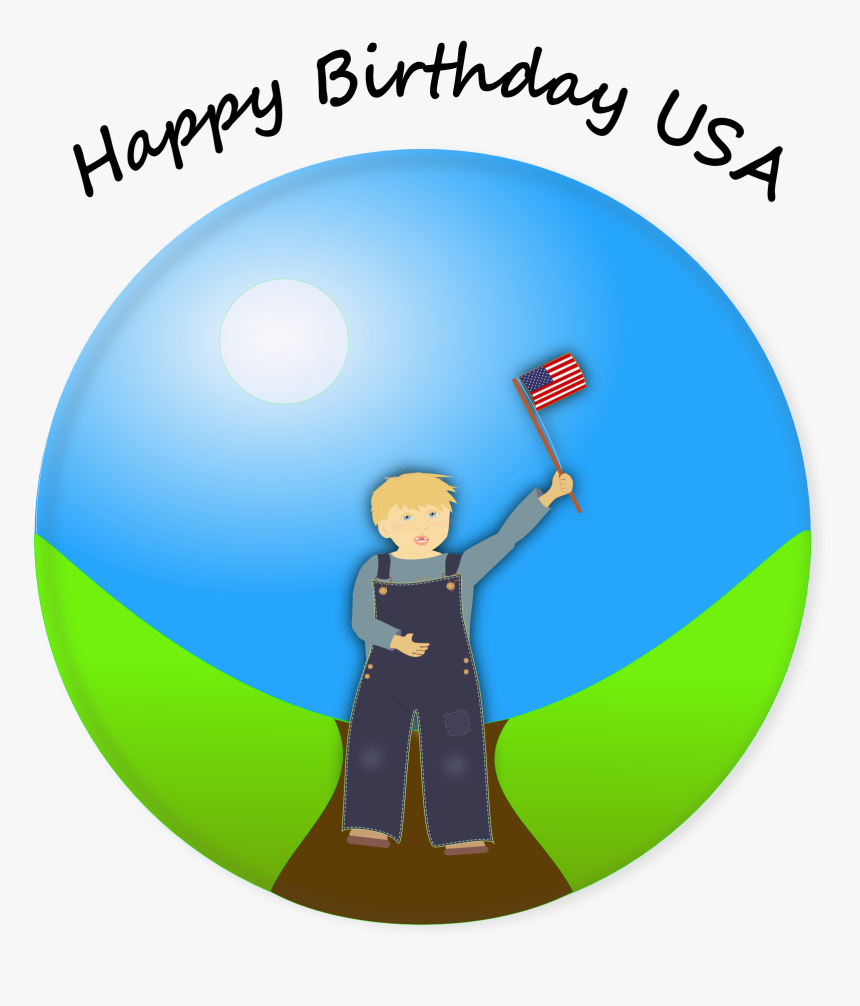 Drawing Of Boy With American Flag - Circle, HD Png Download