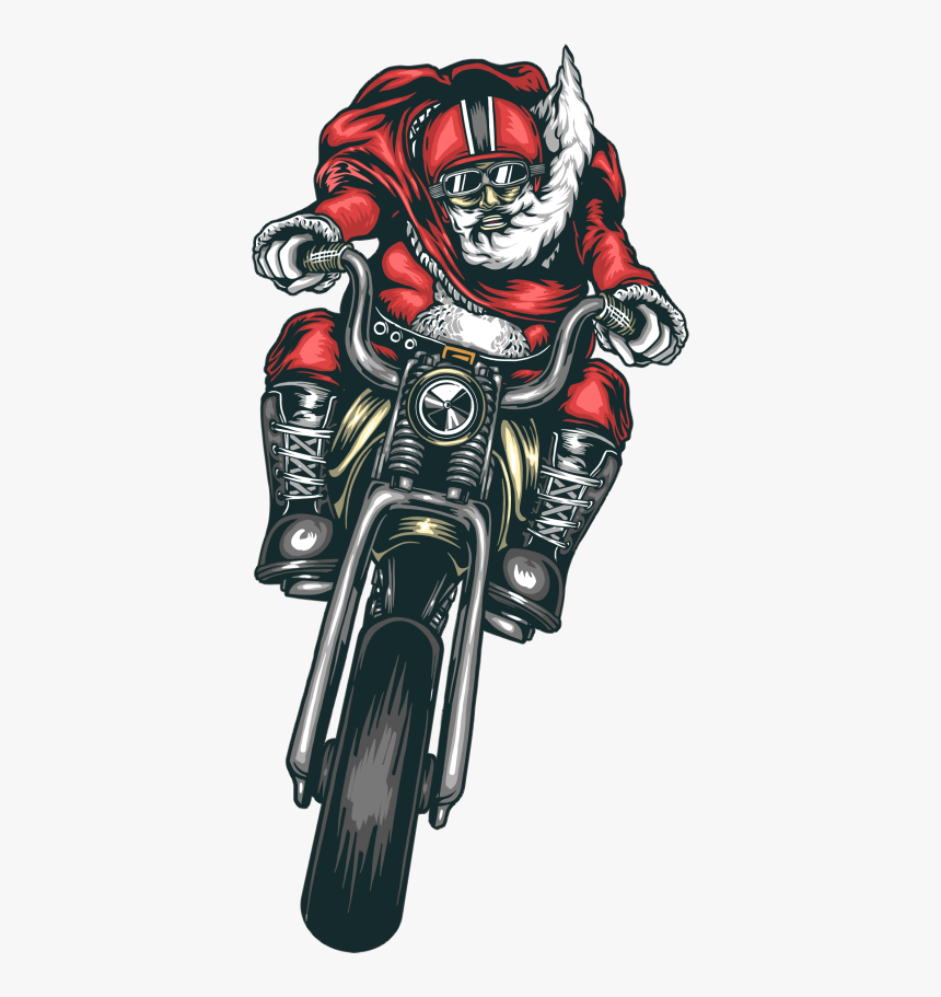 Motorcycle Santa Clip Art, HD Png Download