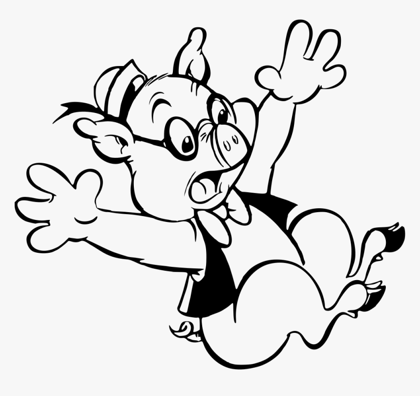 Hog Clipart Drawing, Hog Drawing Transparent Free For - Png Cartoon Pig Falling, Png Download