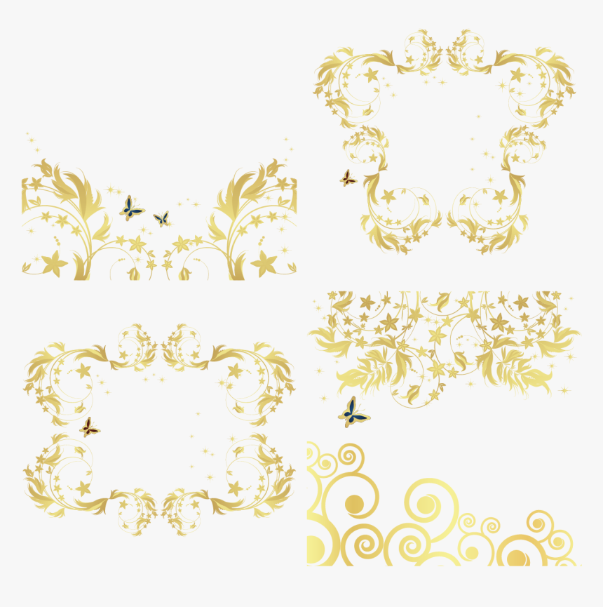 White And Gold Pattern - Motif, HD Png Download
