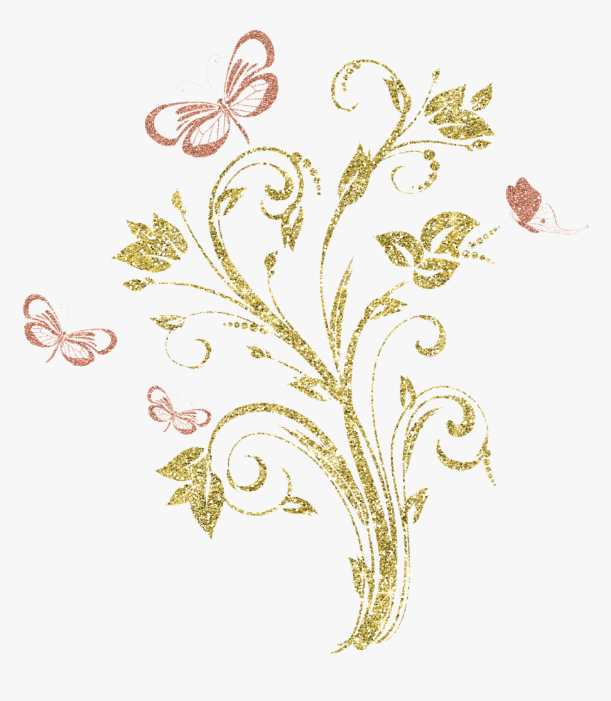 Gold Silvery Flower Free Photo - Golden Png Flower Border, Transparent Png
