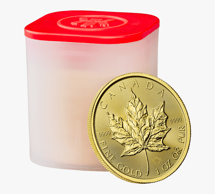 Canadian Maple Leaf 2018 1 Oz Gold Ten Coin Tube 
 - Tube Or Maple Leaf, HD Png Download