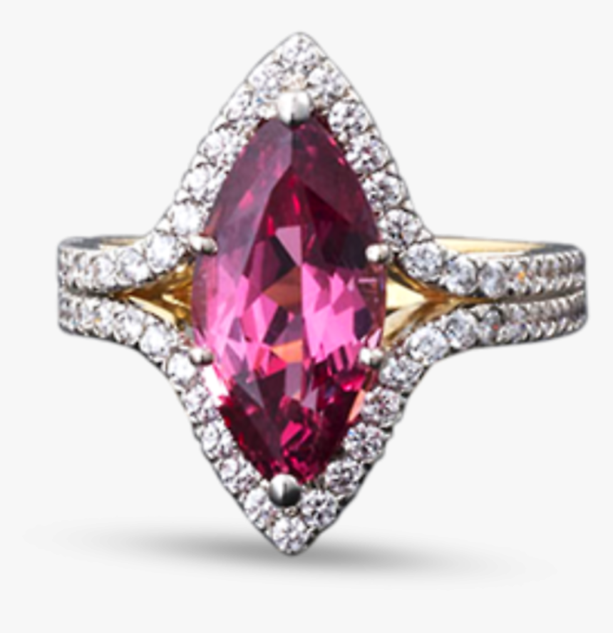 Red Spinel And Diamond Ring, - Diamond, HD Png Download