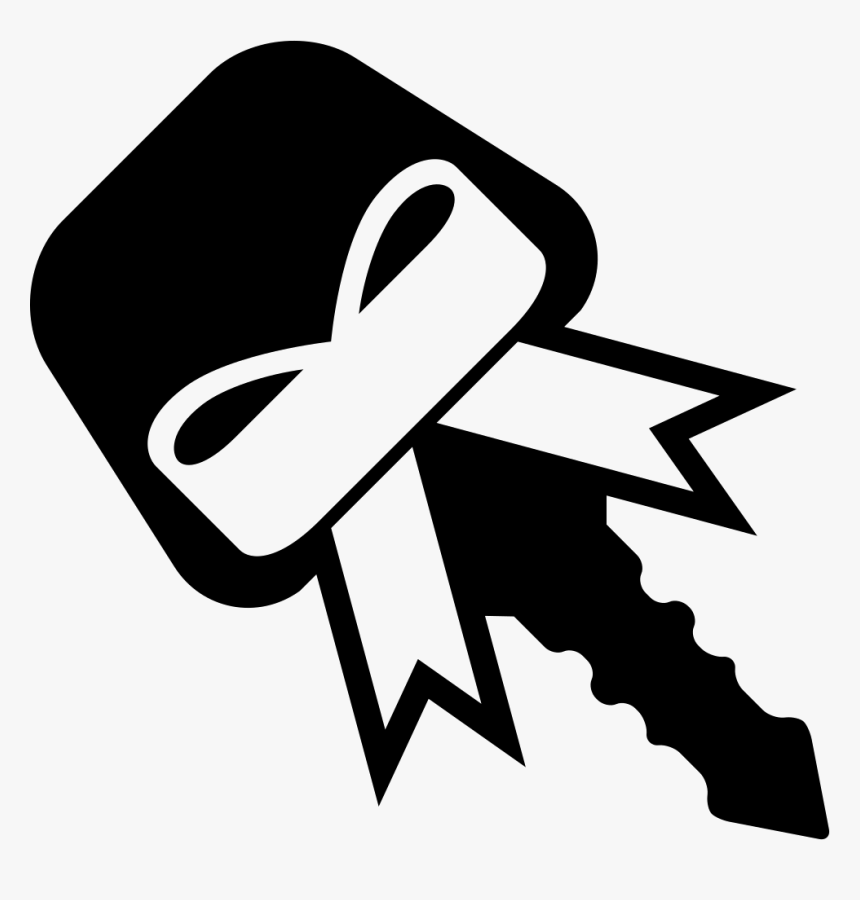 Key Prizes Symbol With A Ribbon - Password Logo Black Background, HD Png Download