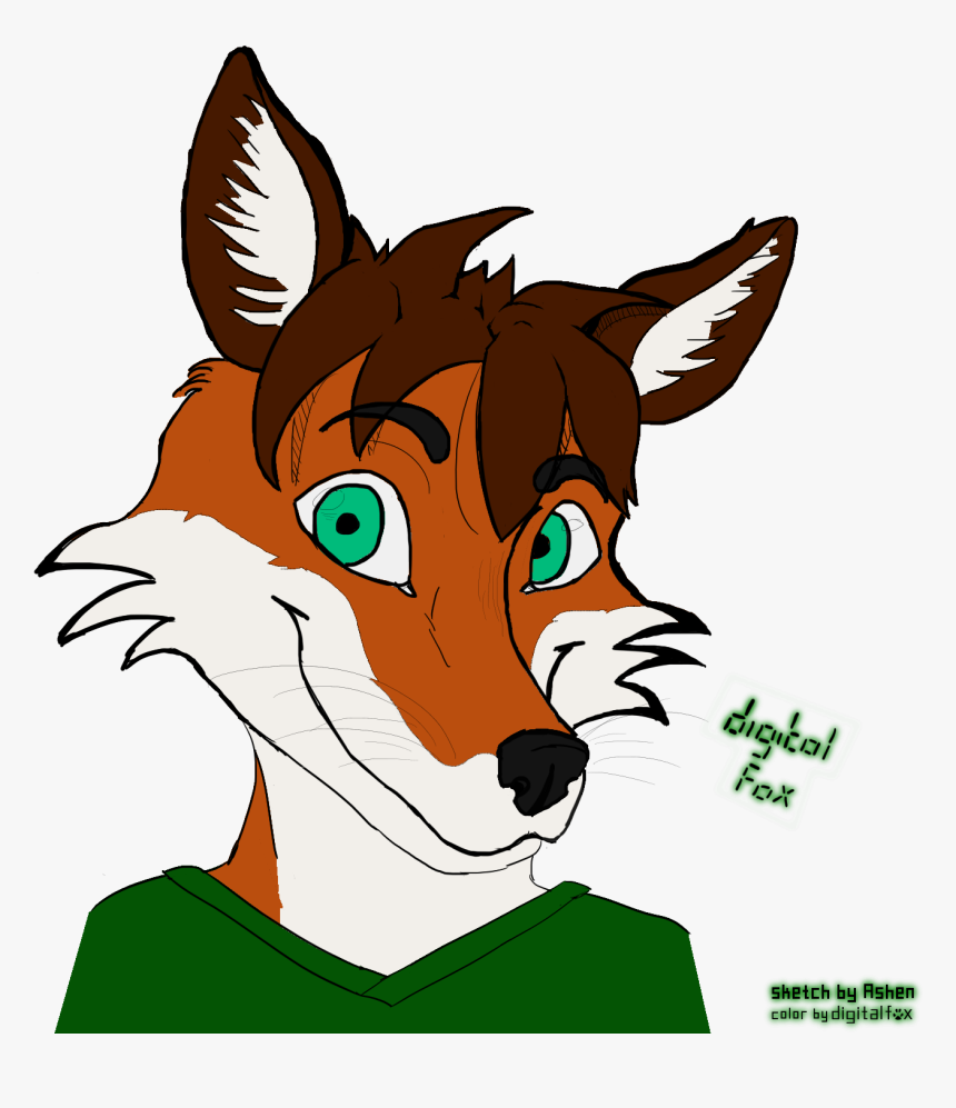 Digitalfox Head-shot [gift By Ashen] - Cartoon, HD Png Download