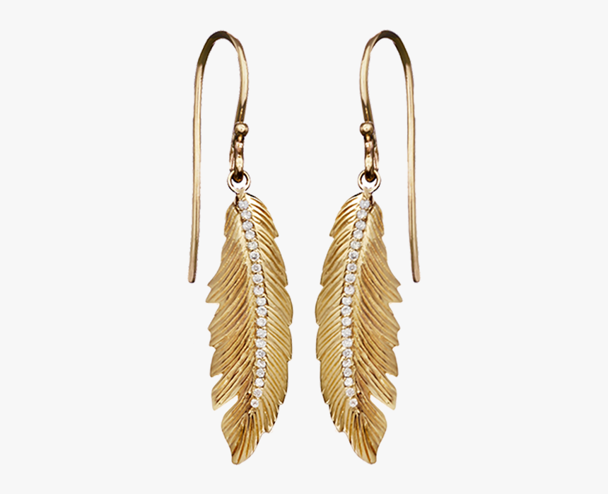 E Feather Earrings Medium Pave Y New - Earrings, HD Png Download