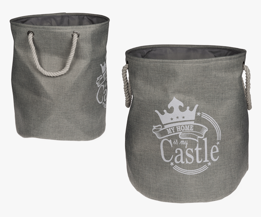 Grey/white Coloured Laundry Basket - Leather, HD Png Download