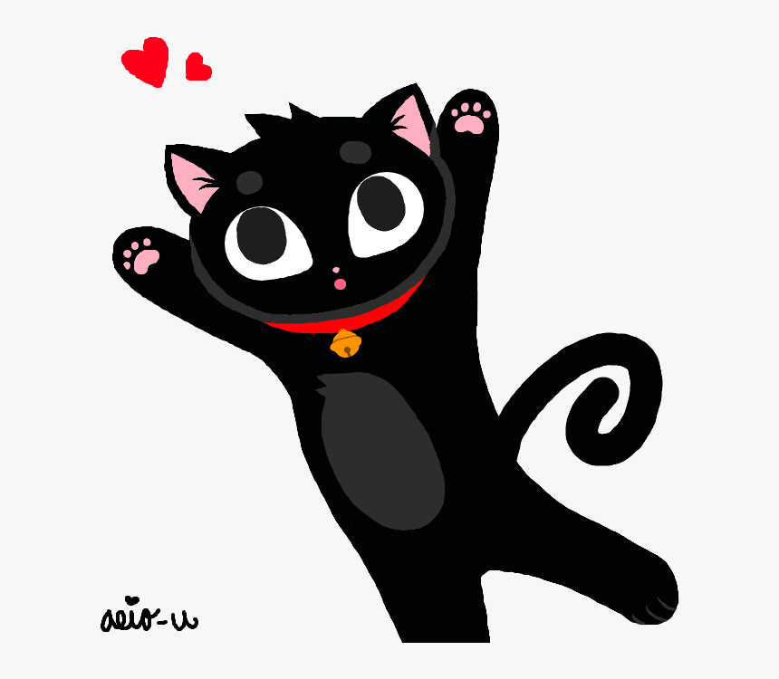 Jumping Black Cat - Domestic Short-haired Cat, HD Png Download