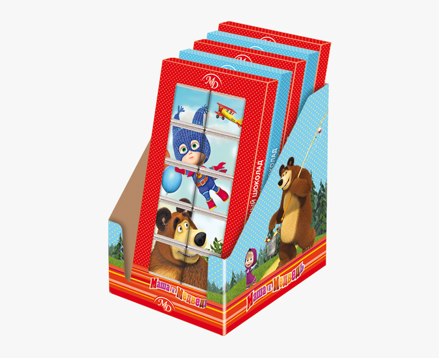 Chocolate Puzzle «masha And The Bear» 50gr/12 Pcs Milk - Masha And The Bear Chocolate, HD Png Download