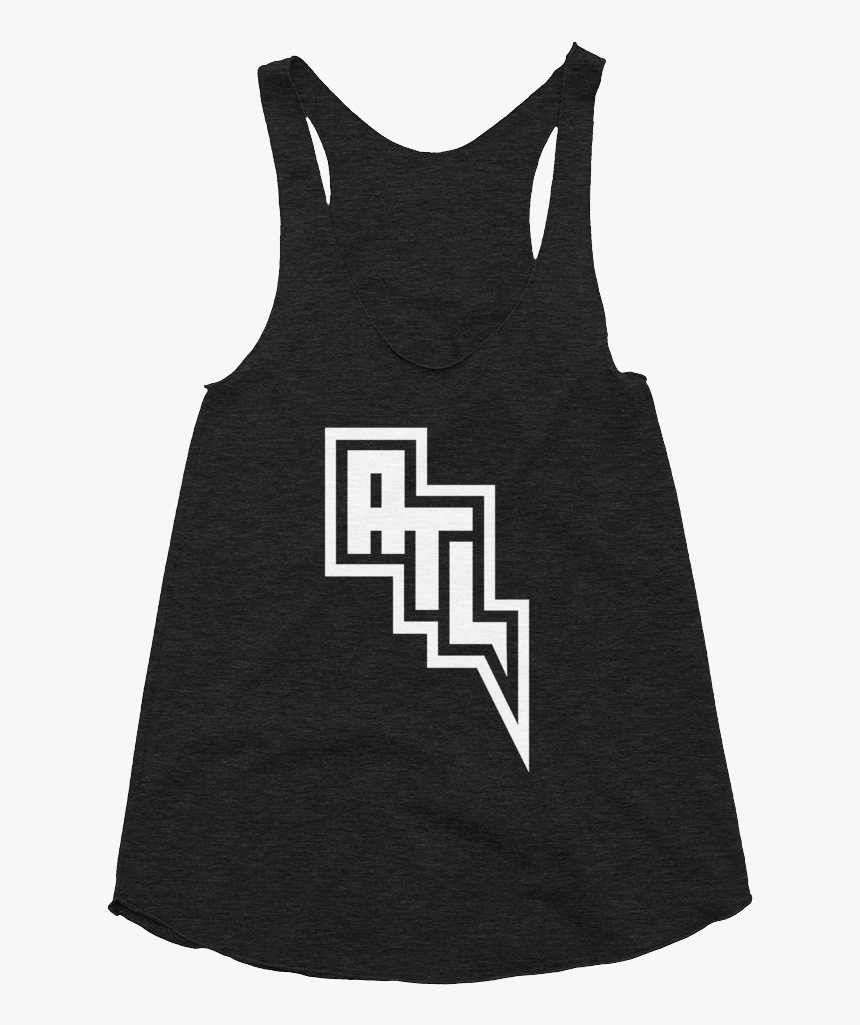 Atl Lightning Bolt Mockup Front Flat Tri Black - American Apparel Women's Tank Triblend Racerback, HD Png Download