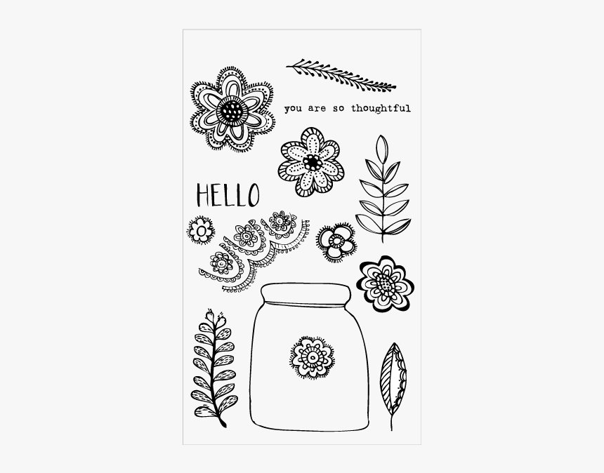 Flora & Fauna Floral Lace Jar Set - Line Art, HD Png Download