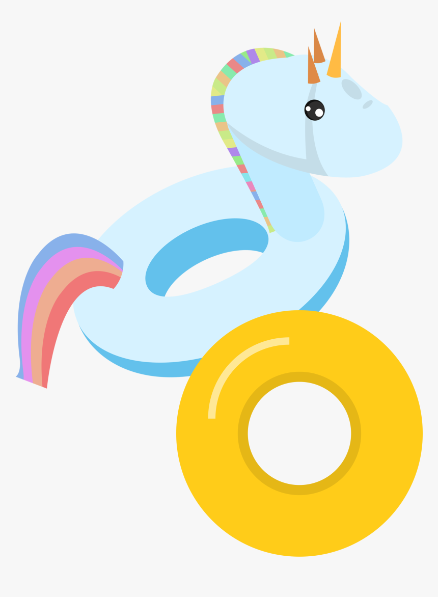 Clip Art Black And White Download Clipart Swim - Cartoon Swim Ring Unicorn, HD Png Download