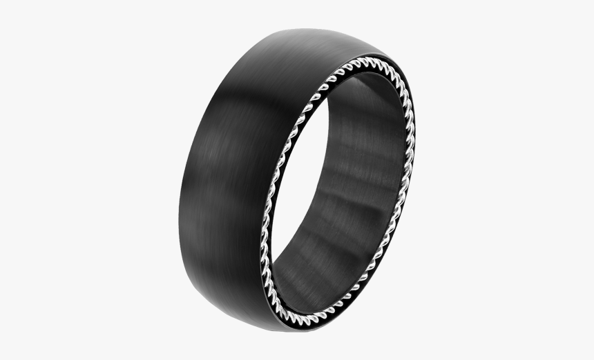 Men S Stainless Steel Matte Black Ring With Steel Cables - Spikes Stainless Steel Ring Uk, HD Png Download