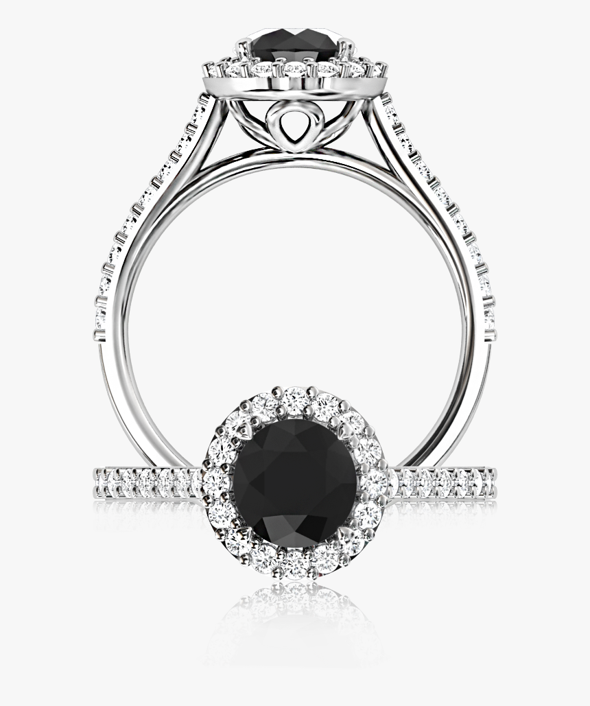 7117 Natural Coloured Diamonds Black Halo Ring, HD Png Download