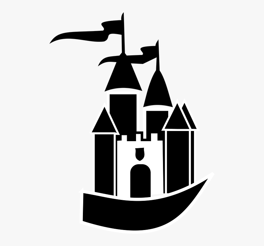 Black, Castle, Flags, Silhouette, White - Clipart Castle, HD Png Download