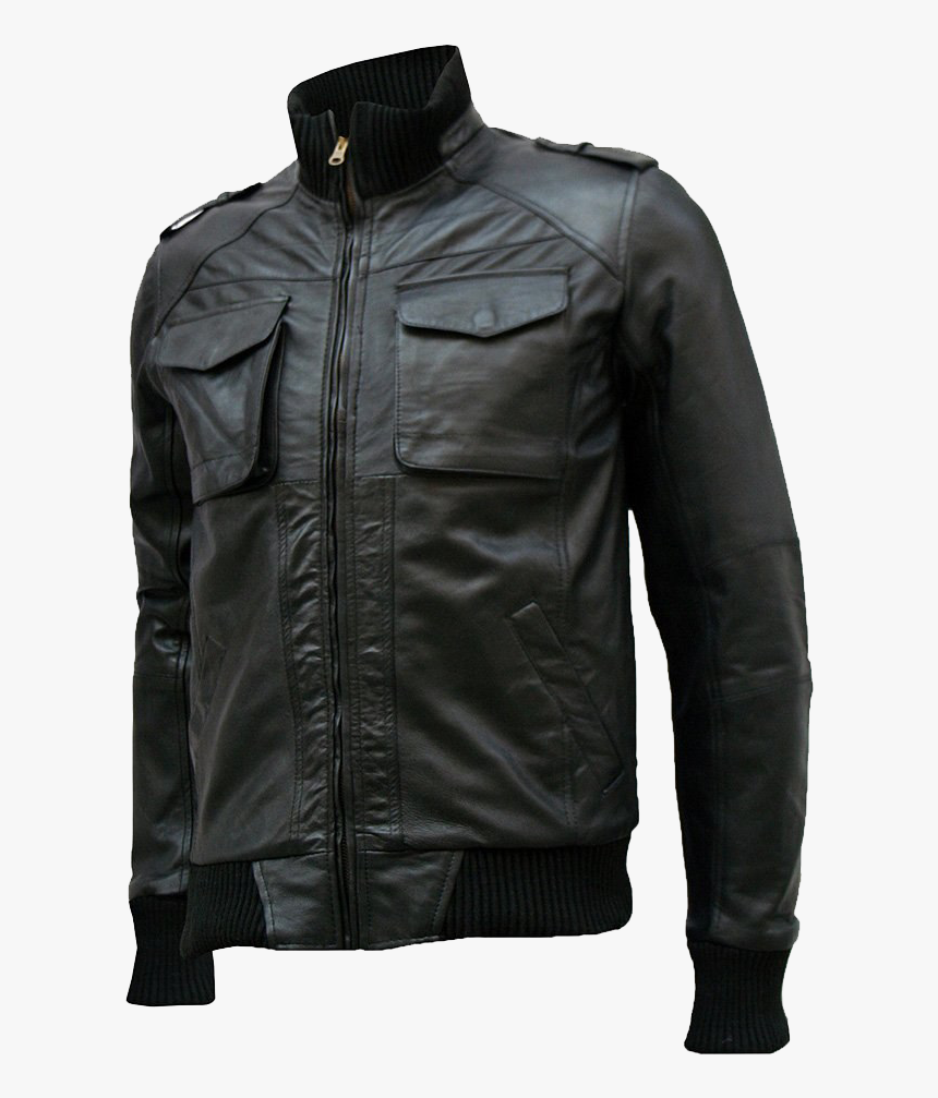Black Jacket Png Pic - Black Leather Bomber Jackets Mens, Transparent Png