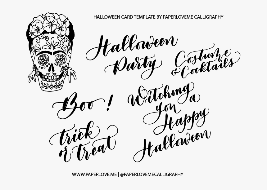 Skull Print Calligraphy - Calligraphy, HD Png Download