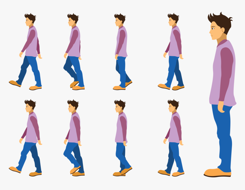 Ciclo De Caminhada De Meninos - Man Walking Cycle Png, Transparent Png