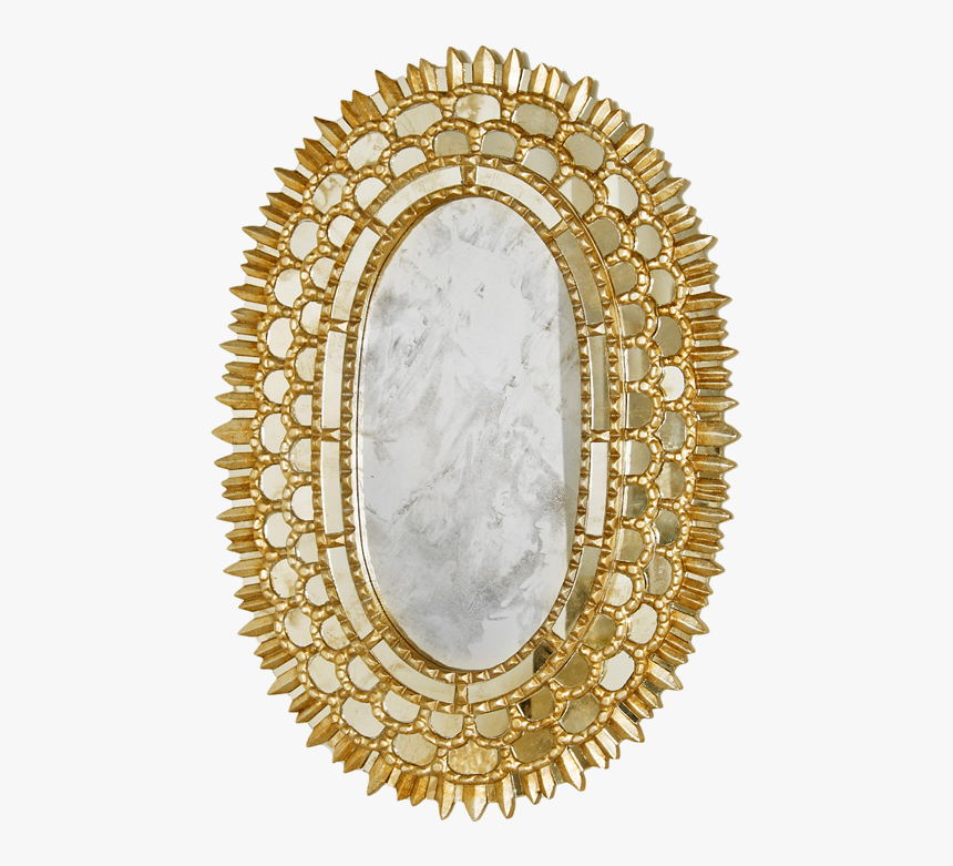 Worlds Away Carmelita Gold Leaf Oval Mirror 
 Title - Mirror, HD Png Download