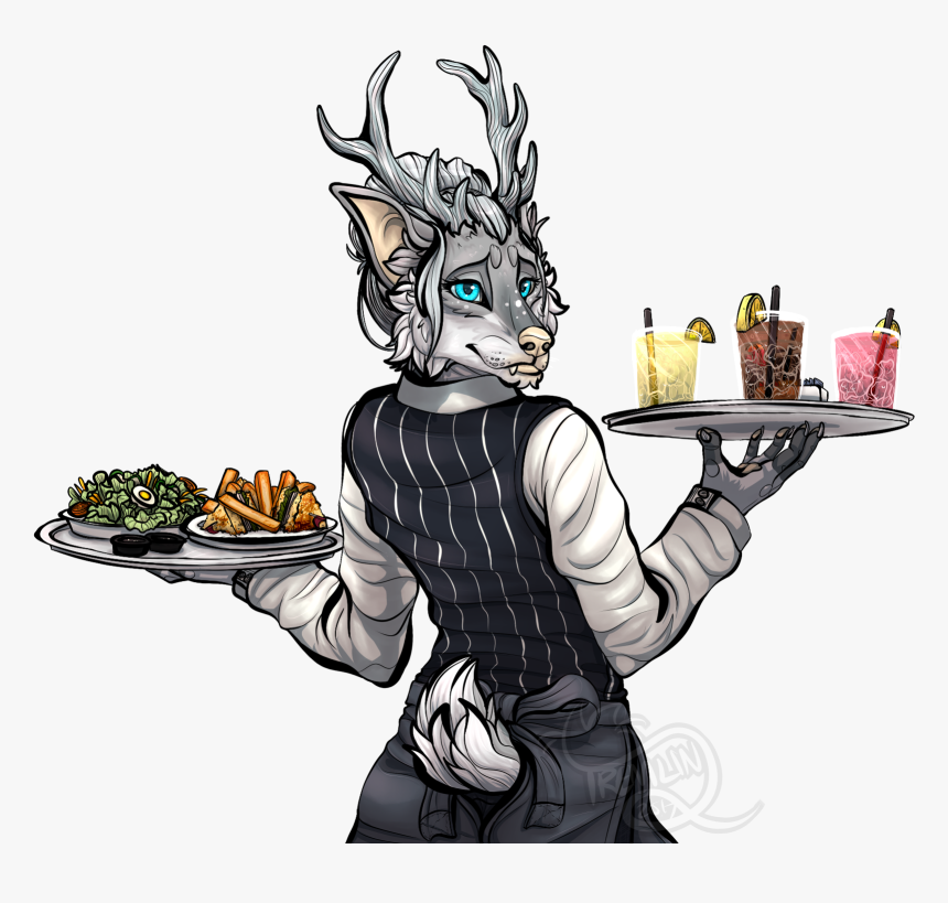 Wolf-deer Waitress - Bartender Drawing, HD Png Download