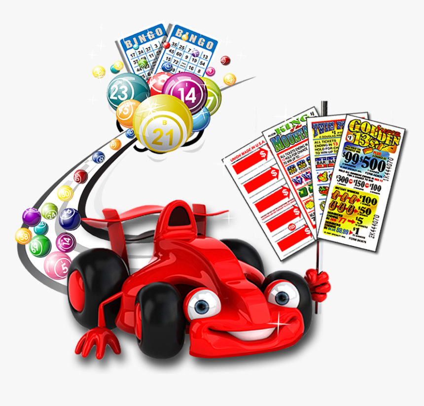 Happy Red Race Car Followed By Bingo Balls And Cards, HD Png Download