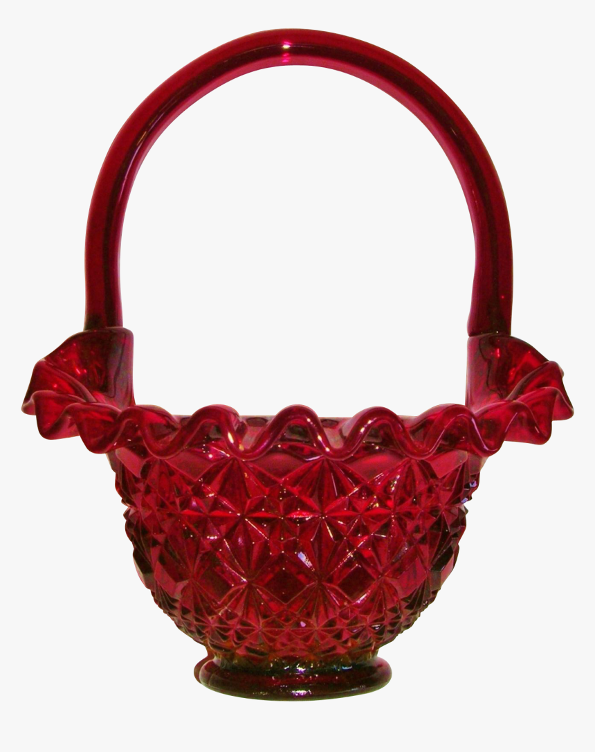 Fenton Ruby Red Diamond Fan Ruffled Basket - Floral Design, HD Png Download