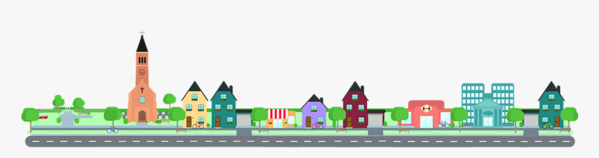 City, Road, Community, Building, Architecture, Houses - Road In Town Clipart, HD Png Download