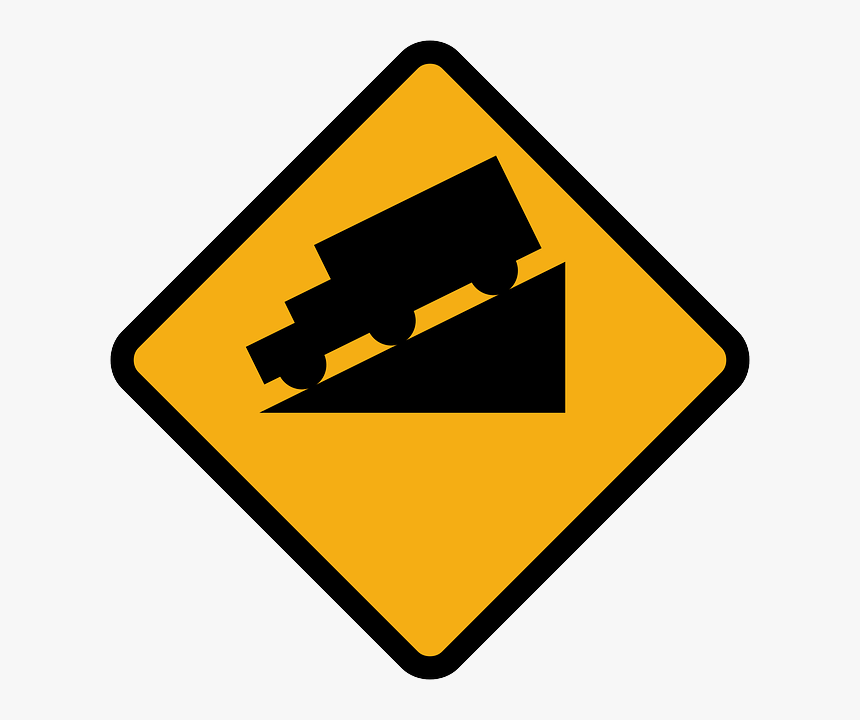 Truck On Slope Sign, HD Png Download