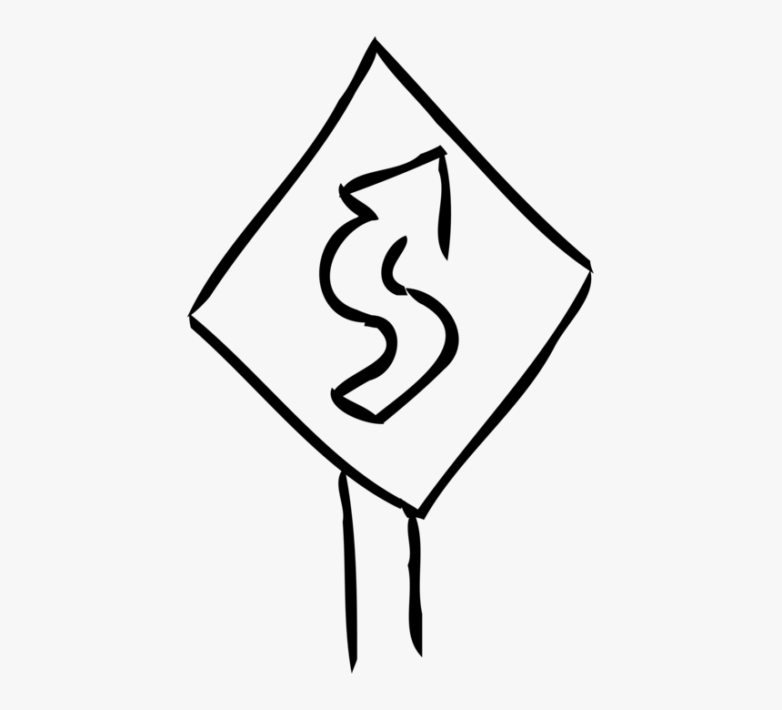 Vector Illustration Of Street Sign Winding Road Sign, HD Png Download