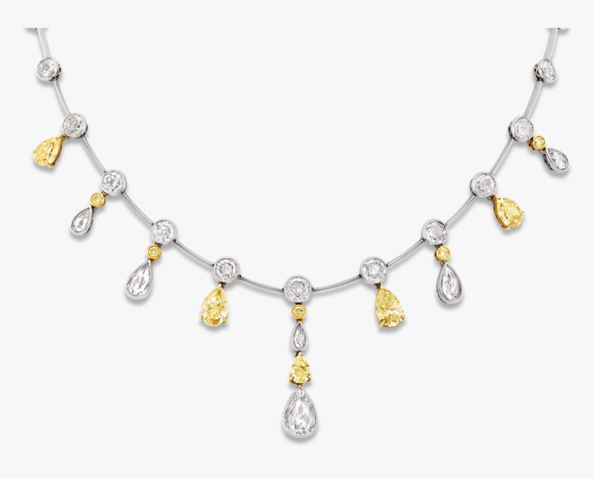 Fancy Yellow And White Diamond Necklace, - Necklace, HD Png Download
