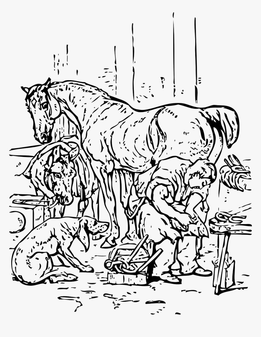 Stable Barnyard Barnacle Free Photo - Man Shoeing A Horse Clip Art, HD Png Download