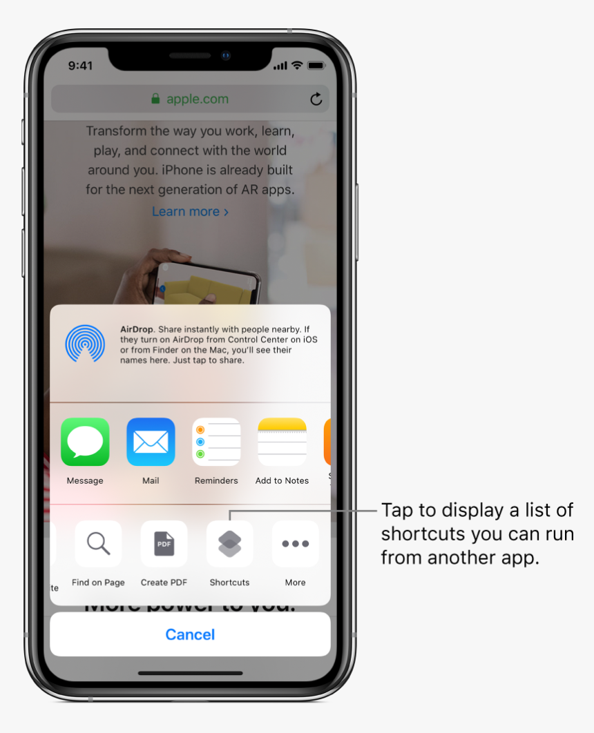 Shortcuts Button In The Safari App S Share Sheet - Como Cambiar El Id De Apple, HD Png Download