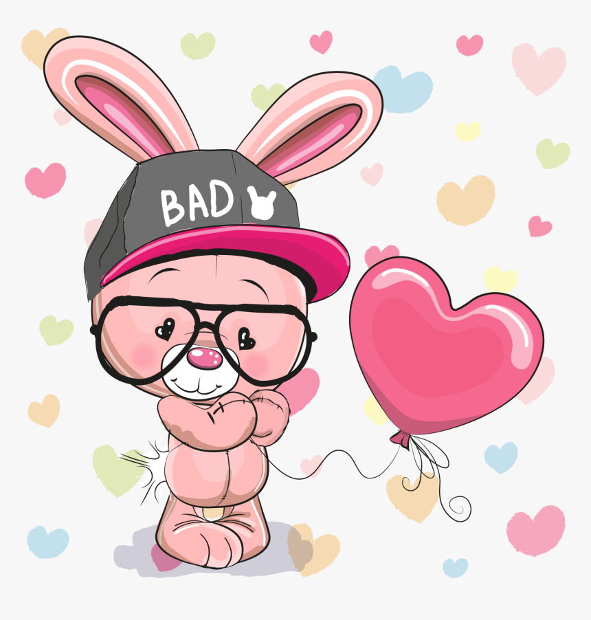 Animals With Balloons Clipart - Conejos De Bad Bunny Para Mujer, HD Png Download