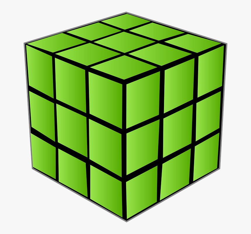 Cube, 3d, Symmetry, Solid, Green, Rubik S Cube, Puzzle - Rubik's Cube Clip Art, HD Png Download