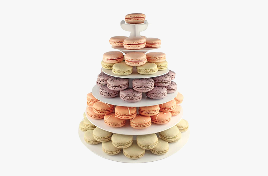 A White 6 Layer Tower Holding 48 To 72 Macarons, With - Macaron Cake Png, Transparent Png