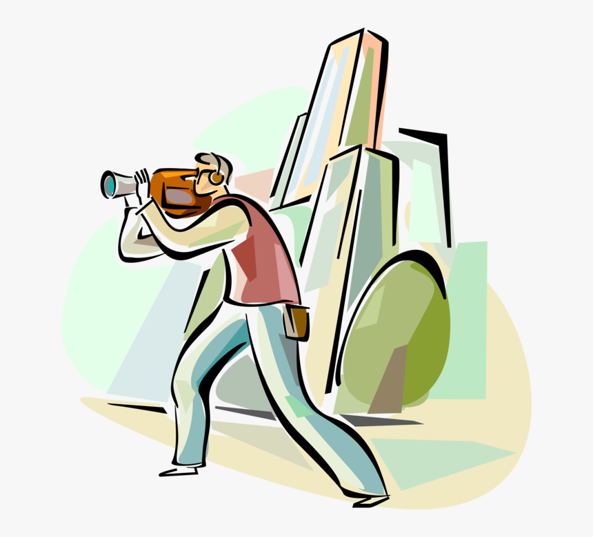 Vector Illustration Of Videographer Filming Video With, HD Png Download