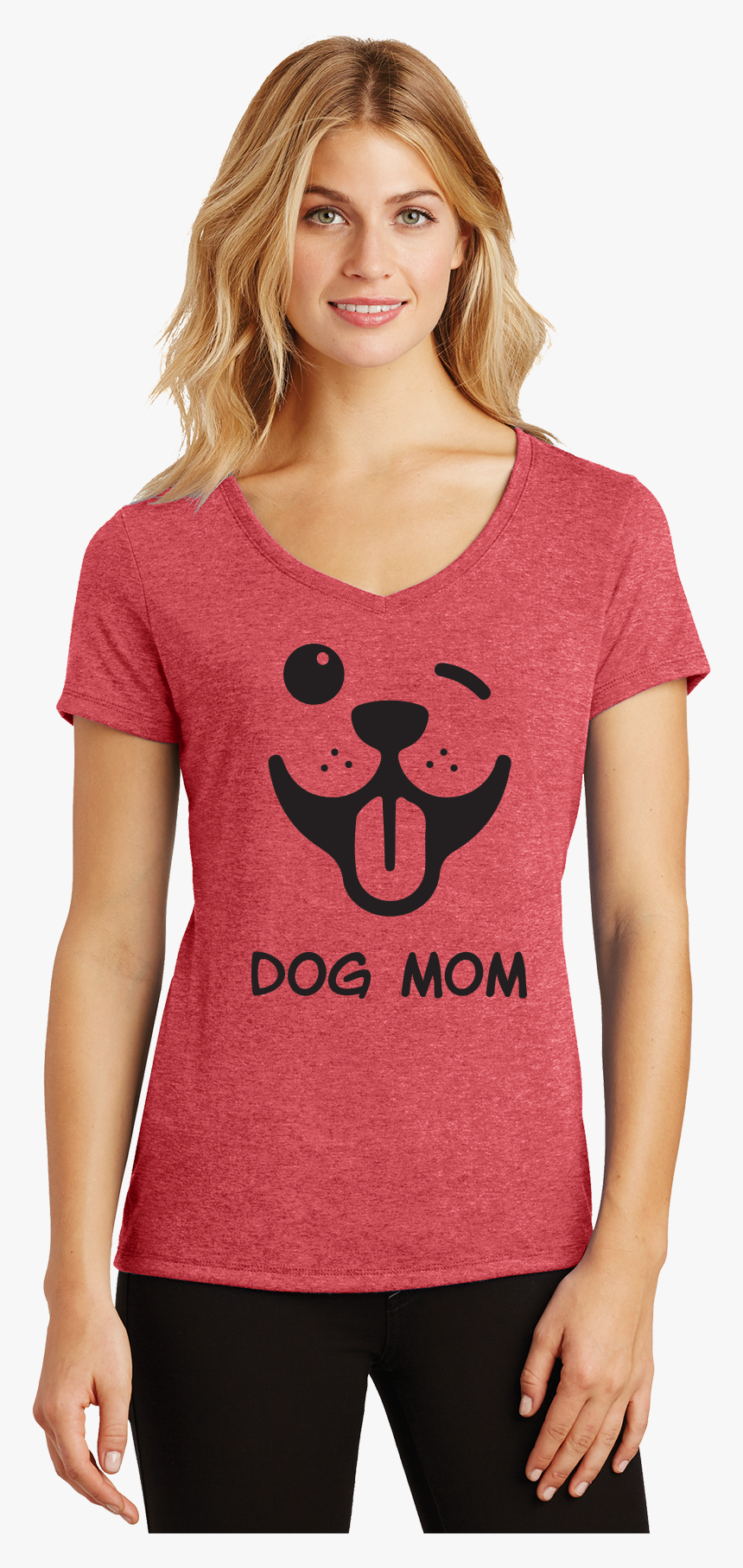 Dog Mom Winky Face Ladies V-neck - T-shirt, HD Png Download