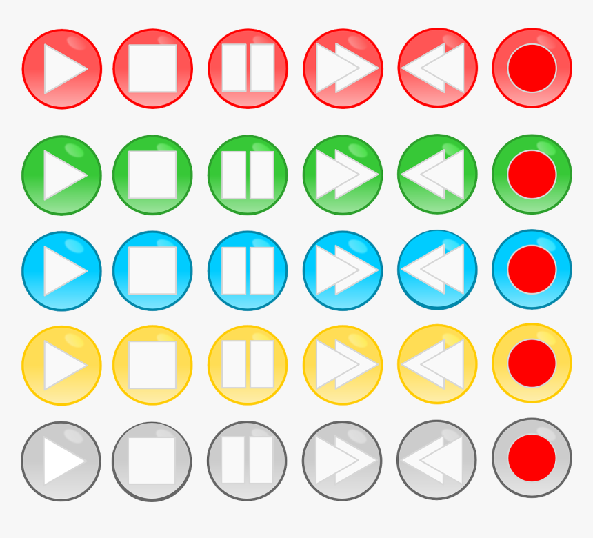 Buttons, Multimedia, Pause, Playback, Record, Rewind - Botones De Reproduccion Png, Transparent Png
