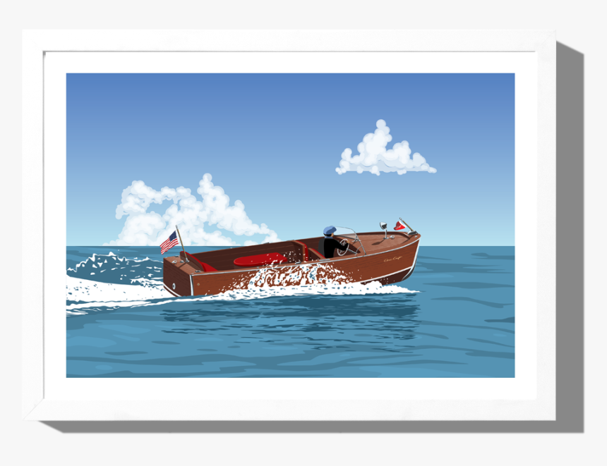 Classic Boat Ii Print Frame White, HD Png Download