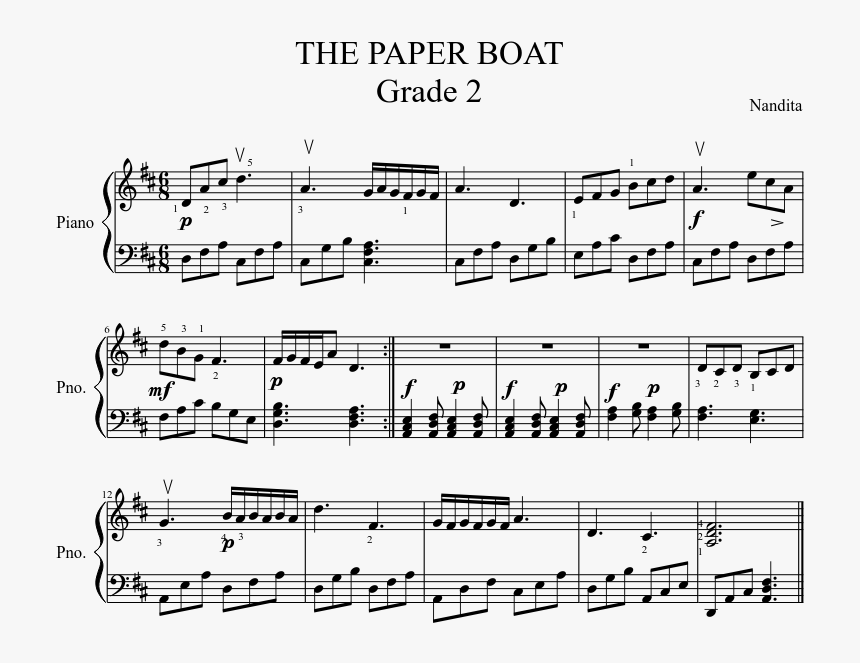 The Paper Boat Grade 2 Sheet Music Composed By Nandita - Ngarra Burra Ferra Sheet Music, HD Png Download