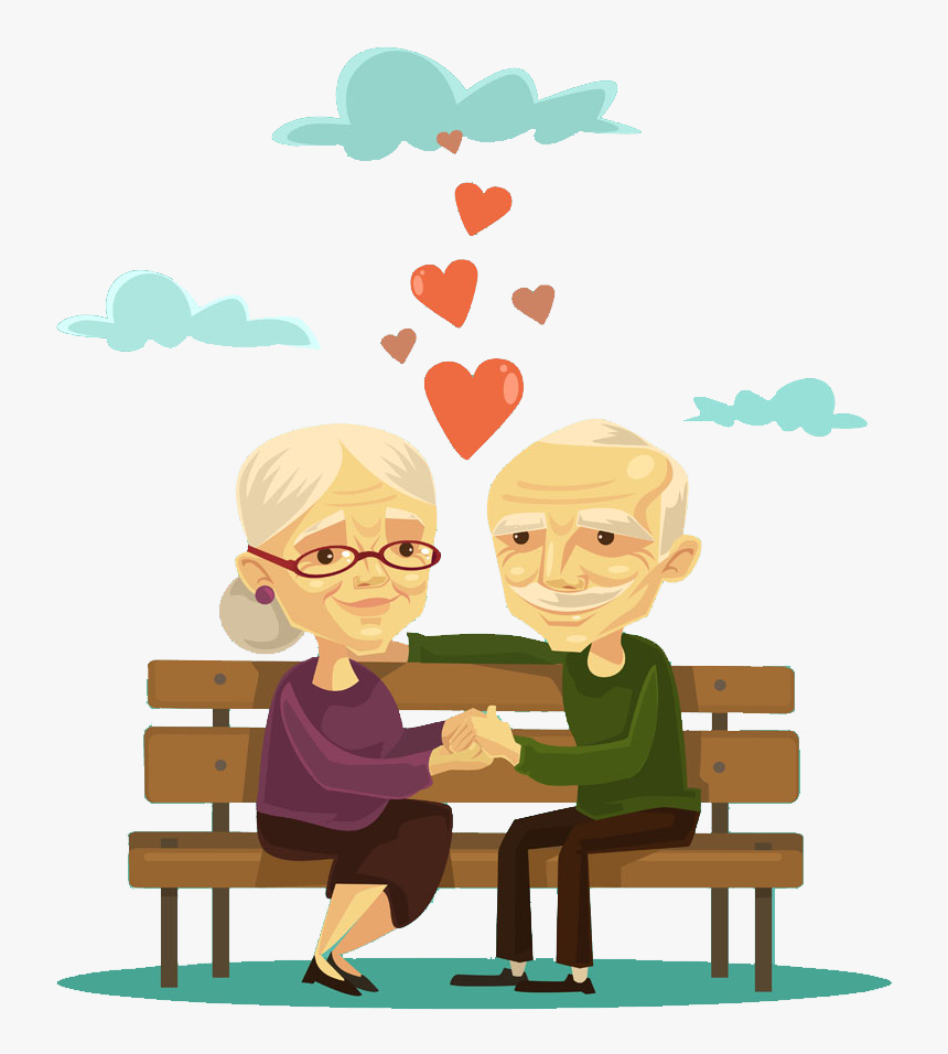 Old Age Love Internet Meme Chair - Cartoon Old Couple Clipart, HD Png Download