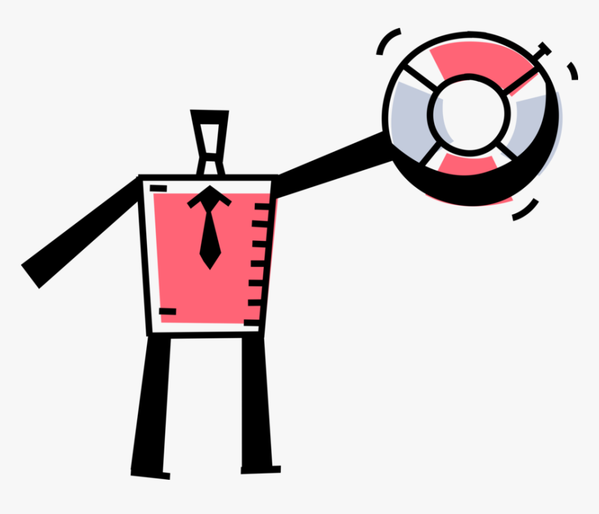 Vector Illustration Of Businessman Offers Life Vest, HD Png Download