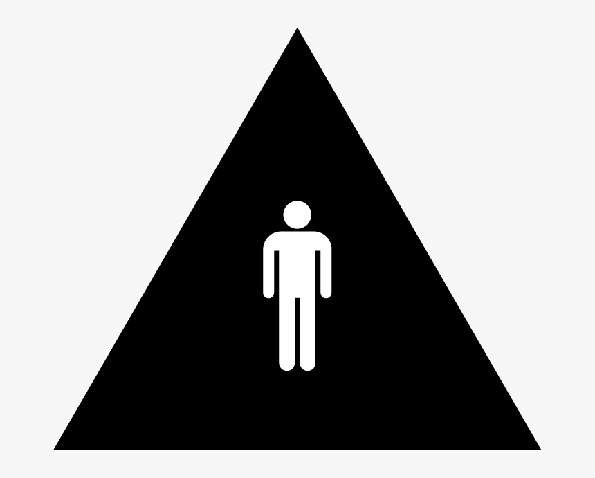 Male Restroom Ca Door Symbol With Pictogram - Triangle Danger Icon, HD Png Download