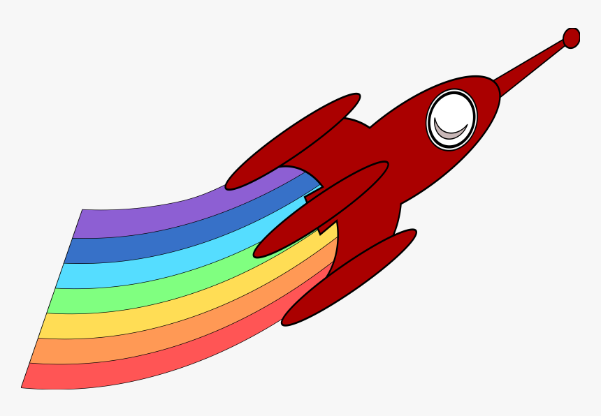 Rainbow Rocket Clip Arts - Rocket Ship Rainbow Rocket, HD Png Download