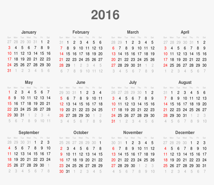 16 Calendar Png Calendar Every Month 18 Transparent Png Transparent Png Image Pngitem