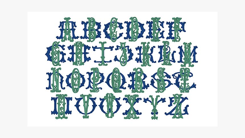 Vintage Embroidery Font, Antique Embroidery Font, Monogram - Gothic Embroidery Font, HD Png Download