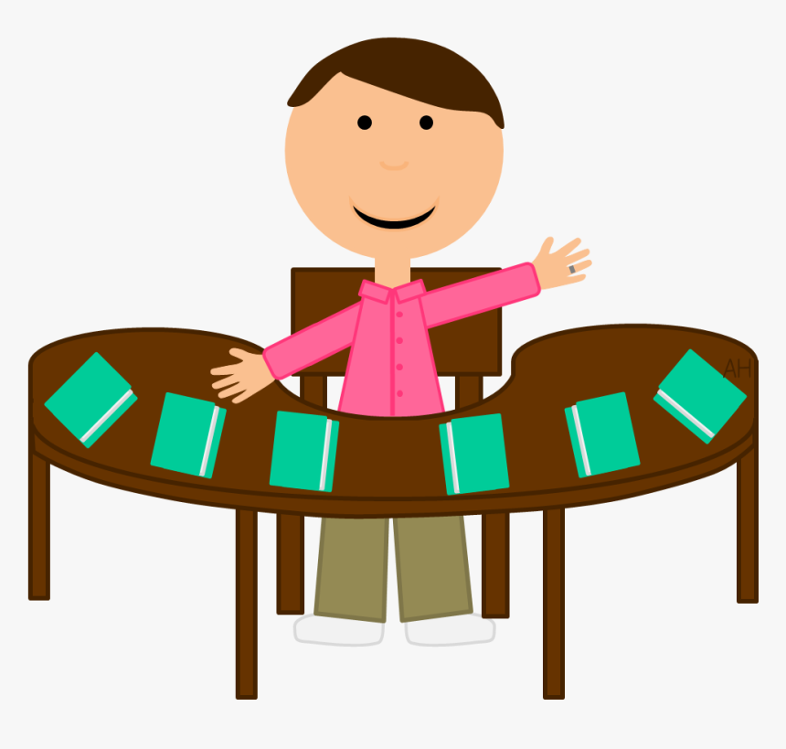 Teacher Table Clipart - Read With Teacher Clipart, HD Png Download