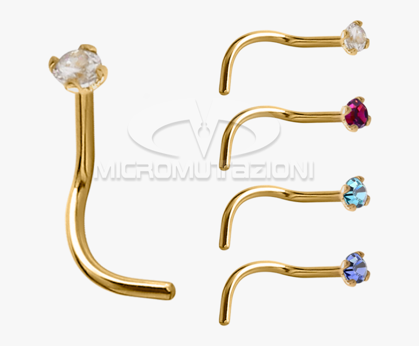 18k Gold Prong Set Jewelled Nose Stud Nose Studs & - Sabre, HD Png Download