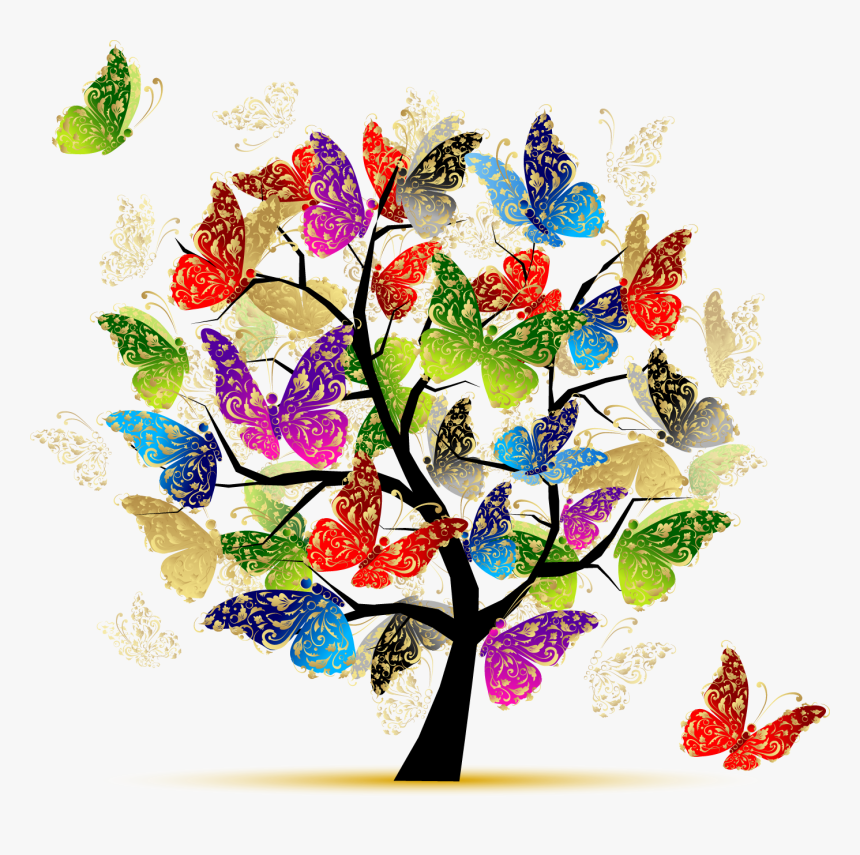 “ Butterfly Tree Illustration - Butterfly Tree Of Life, HD Png Download