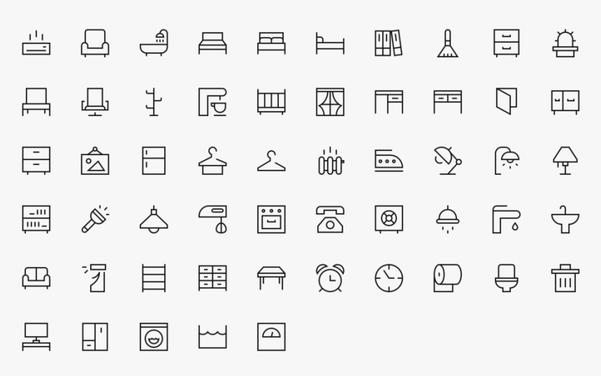 Furniture Outline Icons, HD Png Download